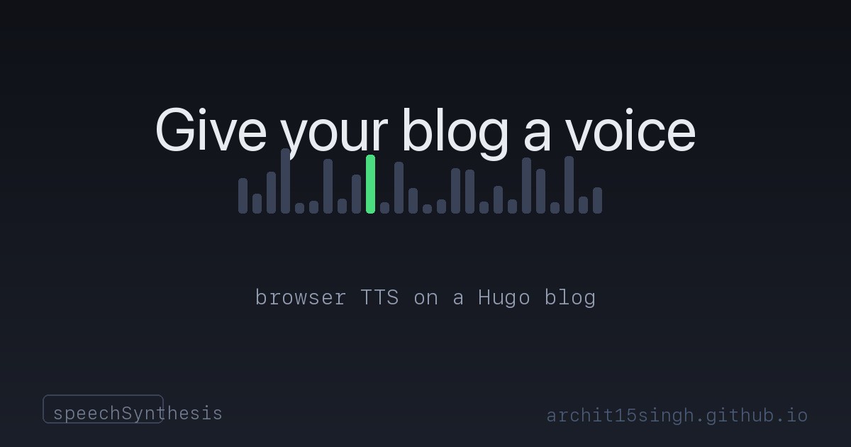 A dark banner with a colored waveform and the words Give your blog a voice